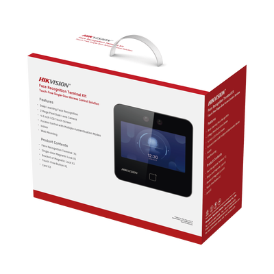 Kit de Control de Acceso TODO INCLUIDO con Lector de Rostros, QRs y Tarjetas / 1,500 rostros / Compatible con App HIKConnect /Incluye Electroimán Botón de Salida y Montajes Z y L para imán / HIK-IA