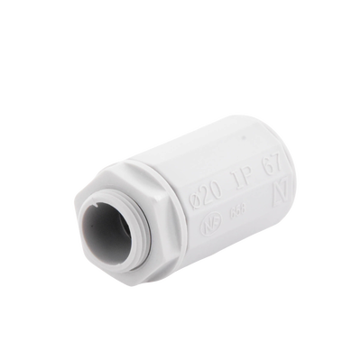 Conector de tubería rígida a caja (Racor), PVC Auto-extinguible, de 20 mm