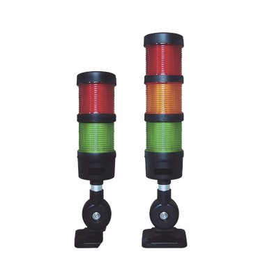 Torre LED Indicadora de estado de 2 niveles color Rojo y Verde, con Buzzer integrado a 85 dB, a 24 VCD con Montaje incluido de 60 mm de diámetro