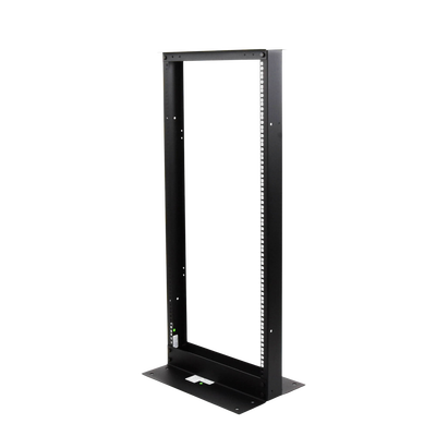 Rack de 2 Postes, Estándar 19", 24 Unidades, Fabricado en Acero, Base "L" para Anclar a Piso.