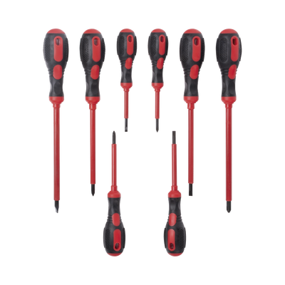 Juego de 8 Desarmadores con Aislante para Electricistas.