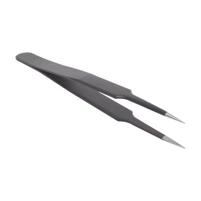 Pinzas Antiestáticas Inoxidable con Pintura Antiestática en Mango. Punta de Ángulo Agudo.