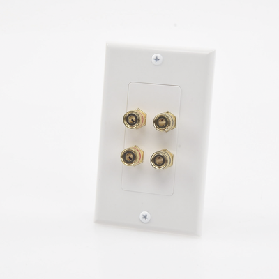 Placa de Pared | Postes de Unión Tipo Banana | Conexión para 2 Altavoces | Fácil Instalación | Conectores Chapados en Oro