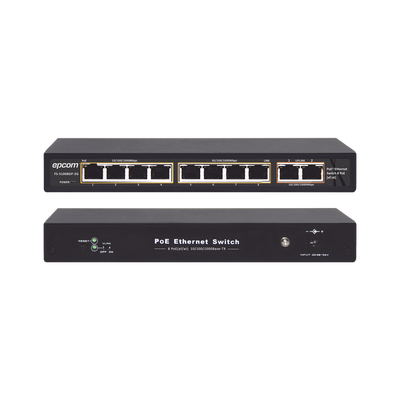 Switch PoE / 100 Metros PoE / 8 puertos 802.3af/at ( 132.5 W ) 10/100/1000Mbps + 2 puertos. Uplink