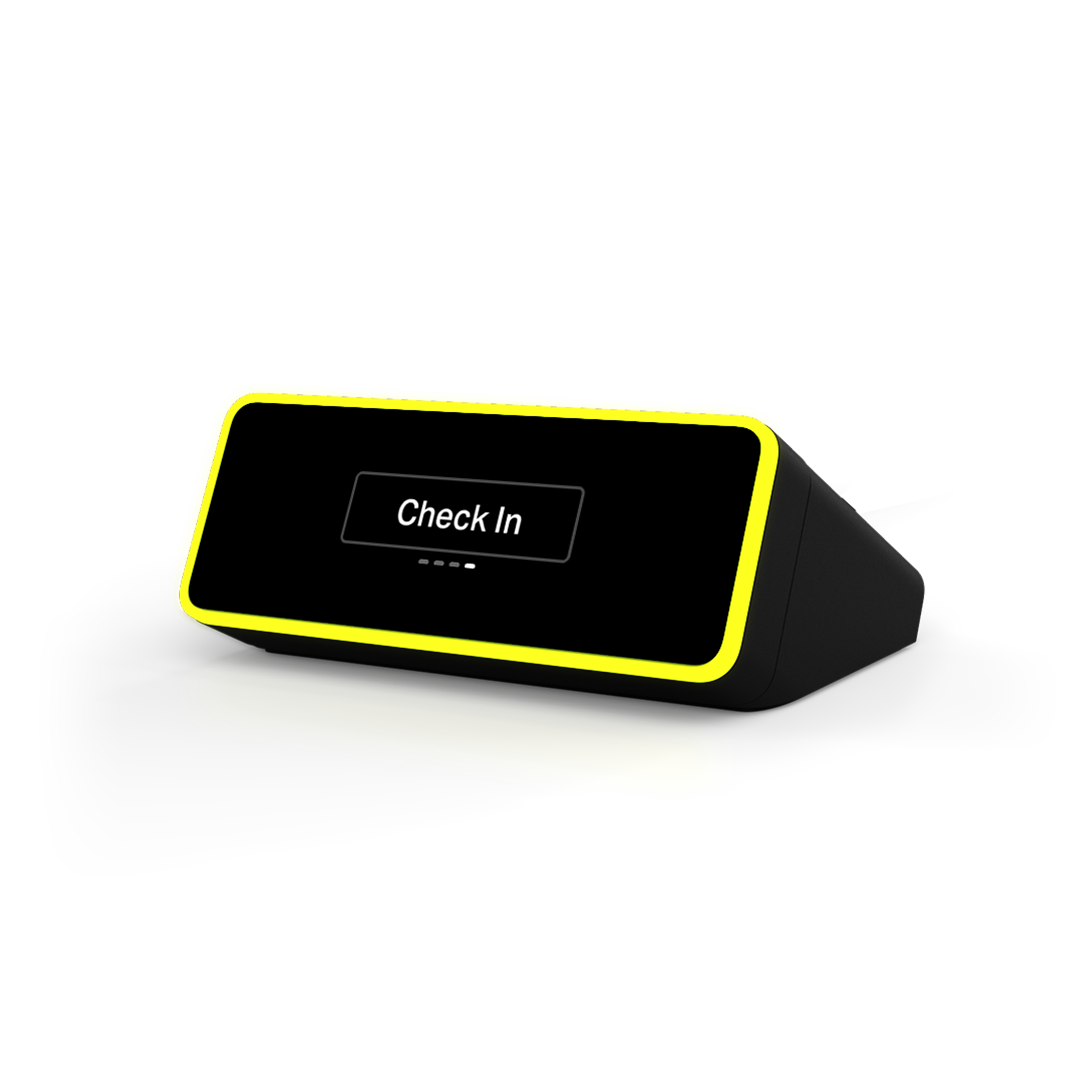 Dispositivo Biamp Evoko Kleeo Desk Manager 1 para reserva de escritorios compartidos, mostrando su anillo de luz LED indicador de estado.
