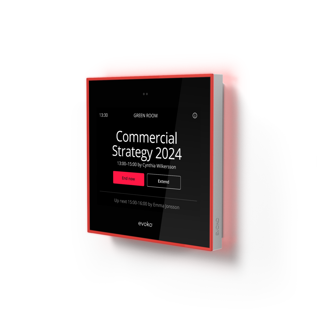 BIAMP EVOKO NASO Sistema de reservación de salas, Intuitivo Interfaz de pantalla táctil de 8" fácil de usar. Indicadores luminicos de estado de ocupación configurable, Sensor de proximidad, PoE, WiFi, Puerto Ethernet, Lector RFID