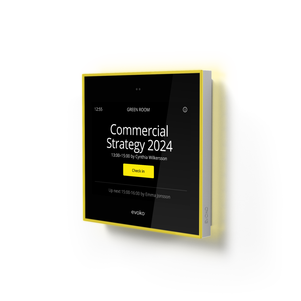 BIAMP EVOKO NASO Sistema de reservación de salas, Intuitivo Interfaz de pantalla táctil de 8" fácil de usar. Indicadores luminicos de estado de ocupación configurable, Sensor de proximidad, PoE, WiFi, Puerto Ethernet, Lector RFID