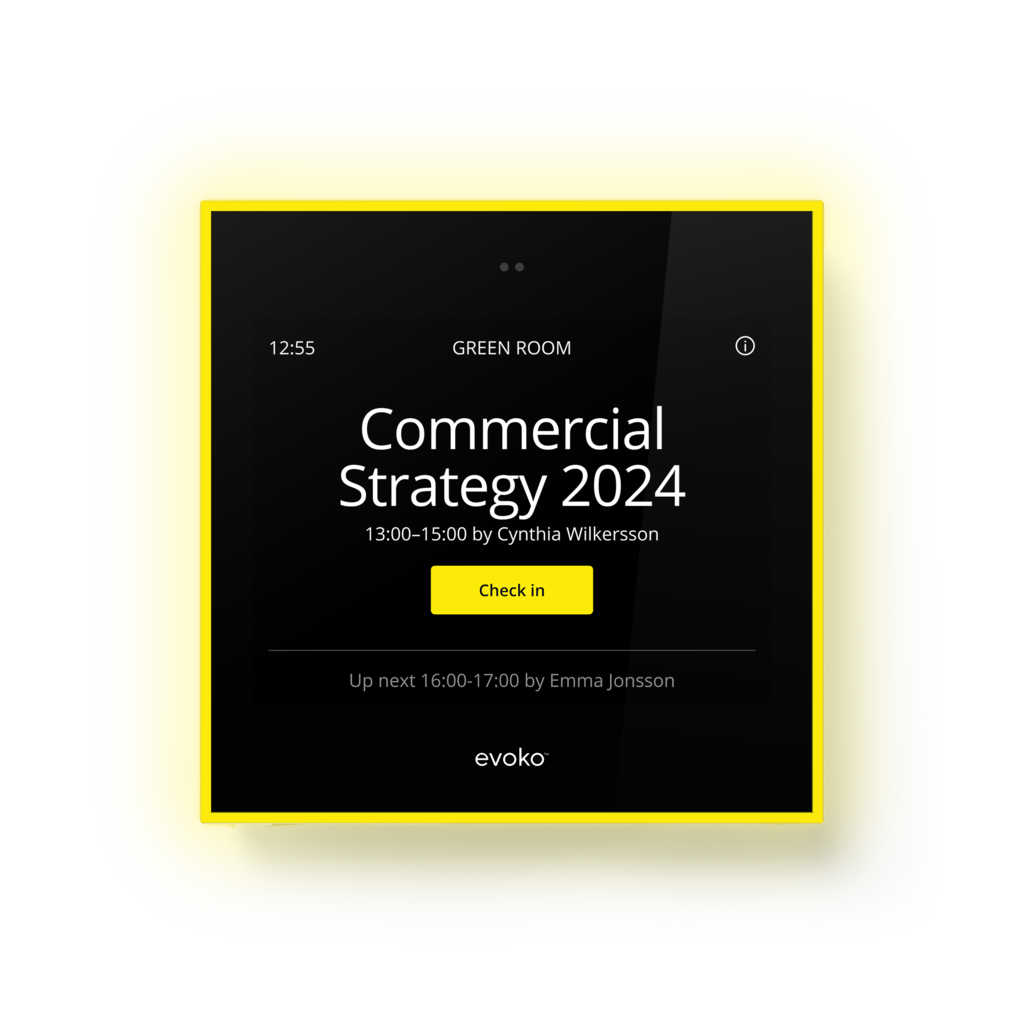 BIAMP EVOKO NASO Sistema de reservación de salas, Intuitivo Interfaz de pantalla táctil de 8" fácil de usar. Indicadores luminicos de estado de ocupación configurable, Sensor de proximidad, PoE, WiFi, Puerto Ethernet, Lector RFID