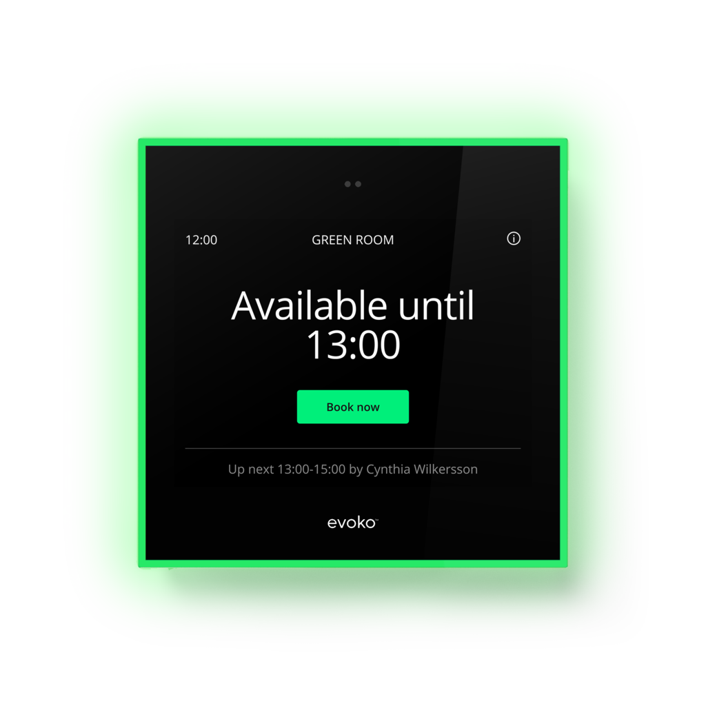 BIAMP EVOKO NASO Sistema de reservación de salas, Intuitivo Interfaz de pantalla táctil de 8" fácil de usar. Indicadores luminicos de estado de ocupación configurable, Sensor de proximidad, PoE, WiFi, Puerto Ethernet, Lector RFID