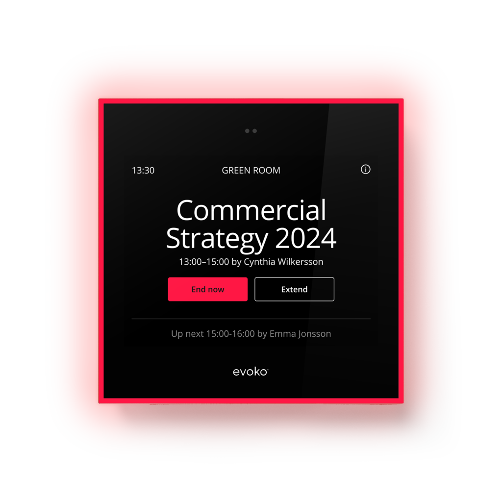 BIAMP EVOKO NASO Sistema de reservación de salas, Intuitivo Interfaz de pantalla táctil de 8" fácil de usar. Indicadores luminicos de estado de ocupación configurable, Sensor de proximidad, PoE, WiFi, Puerto Ethernet, Lector RFID