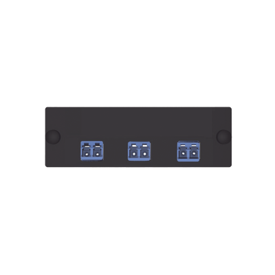 Placa Acopladora de Fibra Óptica FAP, Con 3 Conectores LC Duplex (6 Fibras), Para Fibra Monomodo OS1/OS2, Color Azul