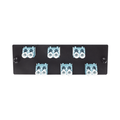 Placa Acopladora de Fibra Optica FAP, Con 6 Conectores LC Duplex (12 Fibras), Para Fibra Multimodo OM3/OM4, Color Aqua