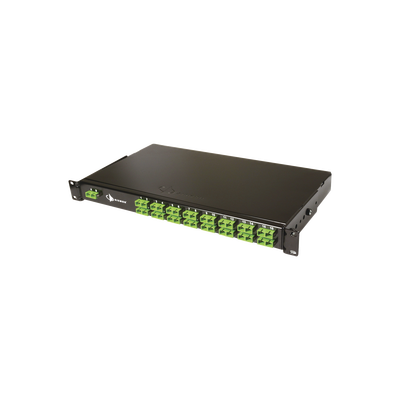Splitter PON tipo panel de 1X32, con conectores LCU de entrada y LCU de salida, 1UR, Color Negro