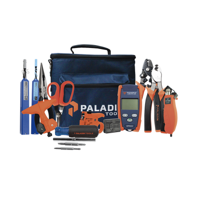 Kit de Herramientas Pro Plus para Instalación de Fibra Óptica con accesorios de limpieza de puertos/conectores, desforradoras de fibra óptica y medidor de potencia