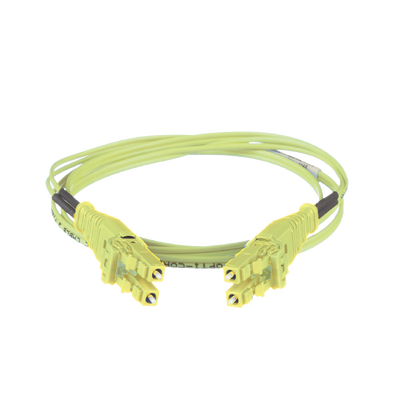 Jumper de Fibra Óptica Multimodo 50/125 OM5, LC-LC Uniboot Duplex, LSZH, Color Verde Lima, 2 Metros