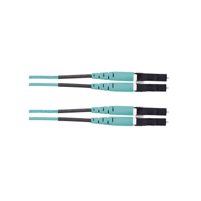 Jumper de Fibra Optica Multimodo 50/125 OM3, LC-LC Duplex, LSZH (Cero Halógenos), Color Aqua, 10 Metros
