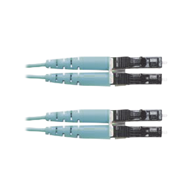 Jumper de Fibra Optica Multimodo 50/125 OM3, LC-LC Duplex, OFNR (Riser), Color Aqua, 25 Metros