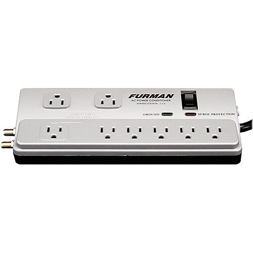 FURMAN PST-2+6 Acondicionador de energía diseño de regleta 8 salidas. Incluye protección SMP+ filtrado LiFT y EVS para voltaje extremo. Protección coaxial y telefónica, incorpora alarma audible sobretensiones ¡Protección superior a una regleta común!