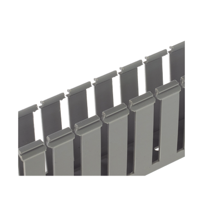 Canaleta Ranurada de PVC sin Tapa, Tipo G, 3.25 in de Ancho, 3.12 in de Alto y 1828.8 mm de Largo, Color Gris