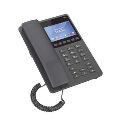 Teléfono IP WiFi Hotelero con pantalla LCD a color, 2 líneas SIP con 2 cuentas, codec Opus, IPV4/IPV6, color negro, con gestión en la nube GDMS
