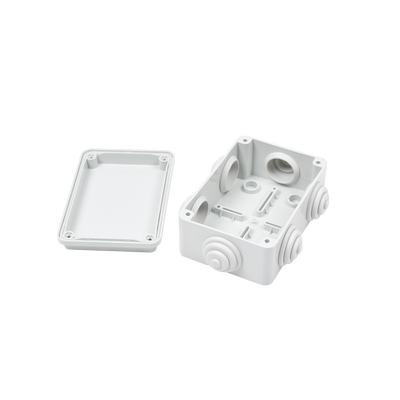 Caja Estanca de PVC Para Derivación y Conexión, 6 Entradas, Tapa Atornillada, 120x80x50 mm (Área interna), Uso Exterior IP55, Material que no Propaga el Fuego y Libre de Hálogenos