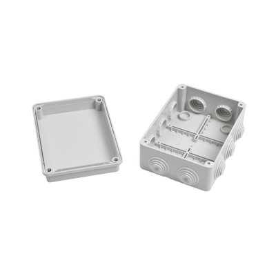Caja Estanca de PVC Para Derivación y Conexión, 10 Entradas, Tapa Atornillada, 150x110x70 mm (Área interna), Uso Exterior IP55, Material que no Propaga el Fuego y Libre de Hálogenos