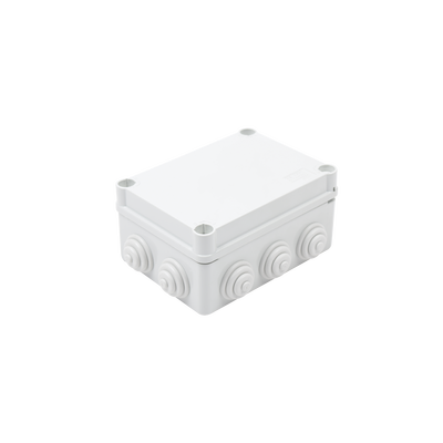 Caja Estanca de PVC Para Derivación y Conexión, 10 Entradas, Tapa con Tornillo de 1/4" de Vuelta, 150x110x70 mm (Área interna), Uso Exterior IP55, Material que no Propaga el Fuego y Libre de Hálogenos