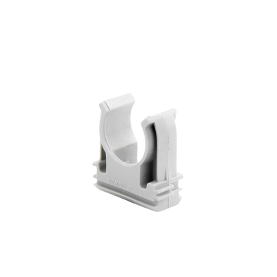 Soporte de presión (Abrazadera), PVC Auto-extinguible, abierto para tubería de 20 mm