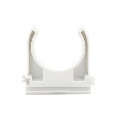 Soporte de presión (Abrazadera), PVC Auto-extinguible, abierto para tubería de 25 mm