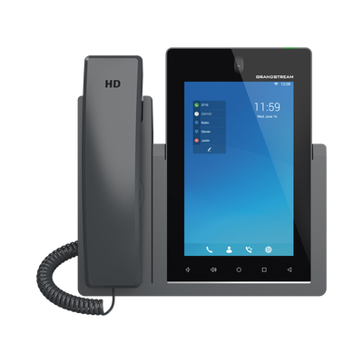 Teléfono IP Android 11, 16 líneas SIP con 16 cuentas, pantalla táctil 7", puertos Gigabit, Wi-Fi, Bluetooth, PoE, codec Opus, IPV4/IPV6 con gestión en la nube GDMS