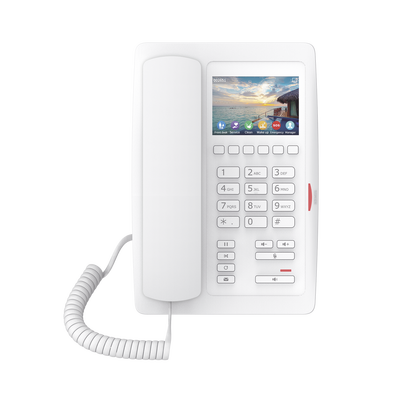 (H5W Color Blanco)Teléfono IP WiFi para Hotelería, profesional de gama alta con pantalla LCD de 3.5 pulgadas a color, 6 teclas programables para servicio rápido (Hotline) PoE