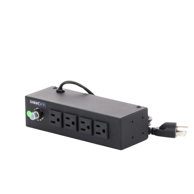 Tomacorriente de 4 Contactos (NEMA 5-15R) Voltaje Entrada/Salida: 120Vca/10A Max. Opción de Instalación en Escritorio o Pared