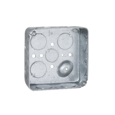 Caja Cuadrada 4 x 4"/Profundidad 1- 1/2"/ 11 Entradas de 3/4" y 1 de 1/2".