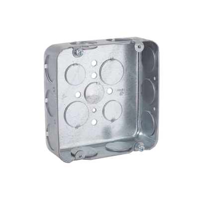 Caja Cuadrada 4 11/16" x 4 11/16"/ Profundidad de 1 1/2"/ 3 Entradas de 1/2" y 12 Entradas de 3/4".