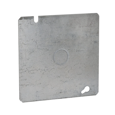 Tapa Cuadrada Plana de Acero Galvanizado con Entrada de 1/2" para Caja de 4 11/16".