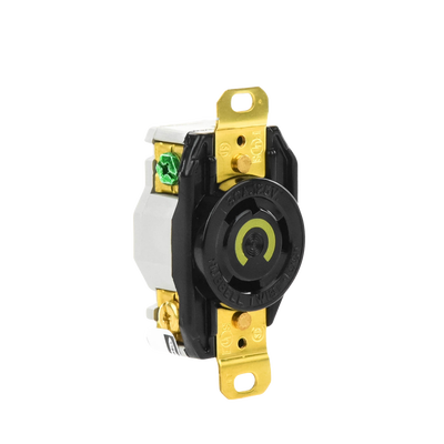 Receptáculo de Media Vuelta Industrial 30 A 125 V CA 2 Polos 3 Hilos (Nema L5-30R) Color Negro.