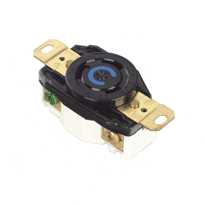 Receptáculo de Media Vuelta Industrial 30 A 250 V CA 2 Polos 3 Hilos (Nema L6-30R) Color Negro.