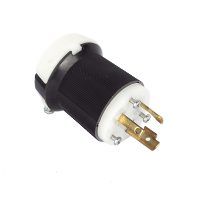 Clavija Industrial con Bloqueo de Media Vuelta / 30 A 250 V CA / 2 Polos 3 Hilos / Color Blanco y Negro / Nema L6-30P.