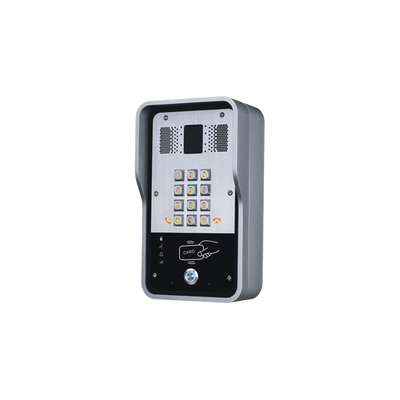 Audio Portero IP 2 líneas SIP con relevador integrado, Lector RFID para acceso por clave numérica, tarjeta o llamada remota, PoE
