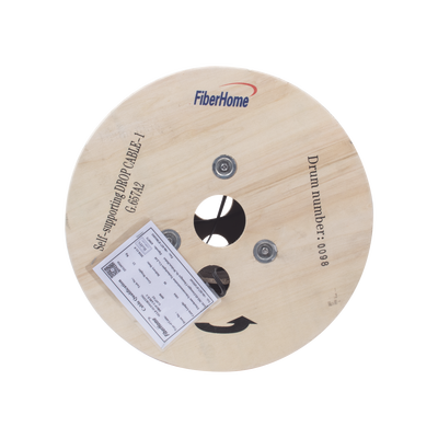 Carrete de 1 km de Fibra Óptica Aérea Mini Figura 8 G.657A2 tipo Drop, Monomodo de 1 Hilo (unifibra), Color Negro, Span 80