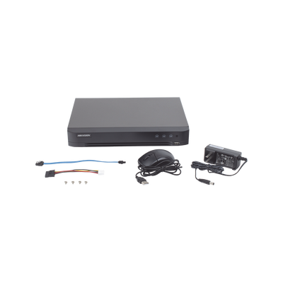 DVR 4 Canales TurboHD + 2 Canales IP / 5 Megapixel Lite - 3K Lite / Acusense (Evista falsas alarmas) / Audio por Coaxitron / 1 Bahía de Disco Duro / Salida de Video en Full HD