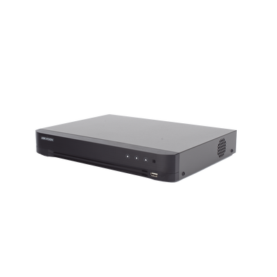 DVR 4 Canales TURBOHD + 4 Canales IP / 8 Megapixel (4K) / Audio de dos vías por Coaxitron / ACUSENSE / Reconocimiento Facial / 1 Bahía de Disco Duro / Salida de Video en Full HD / H.265+