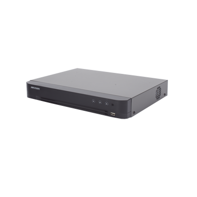 DVR 8 Canales TURBOHD + 8 Canales IP / 8 Megapixel (4K) / Audio de dos vías por Coaxitron / ACUSENSE / Reconocimiento Facial / 1 Bahía de Disco Duro / Salida de Video en 4K / H.265+