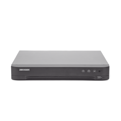 (ACUSENSE / Evita Falsas Alarmas) DVR 4 Megapixel / 16 Canales TURBOHD + 8 Canales IP / 1 Bahía de Disco Duro / Audio por Coaxitron / Salida de Vídeo en Full HD