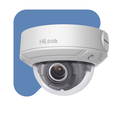 HiLook Series / Domo IP 4 Megapixel / 30 mts IR / Exterior IP67 / PoE / WDR 120 dB / Lente Motorizado 2.8-12 mm / IK10 / MicroSD