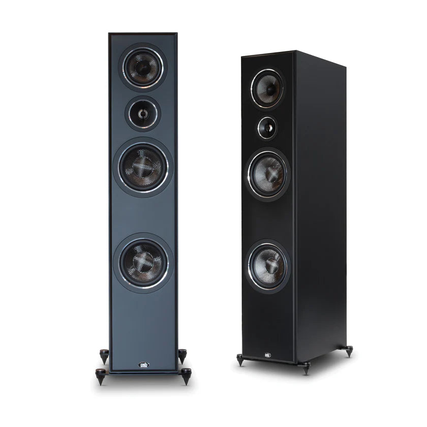 PSB IMAGINE T54 Altavoces tipo torre, Sistema de 3 vías con doble Woofer aislado, Woofers yMid-Range tejidos en fibra de carbono, Tweeter con domo de titanio,  Impedancia nominal de 8 ohms y mínima de 4 ohms, hasta 150 Watts, Rejilas magnéticas PAR
