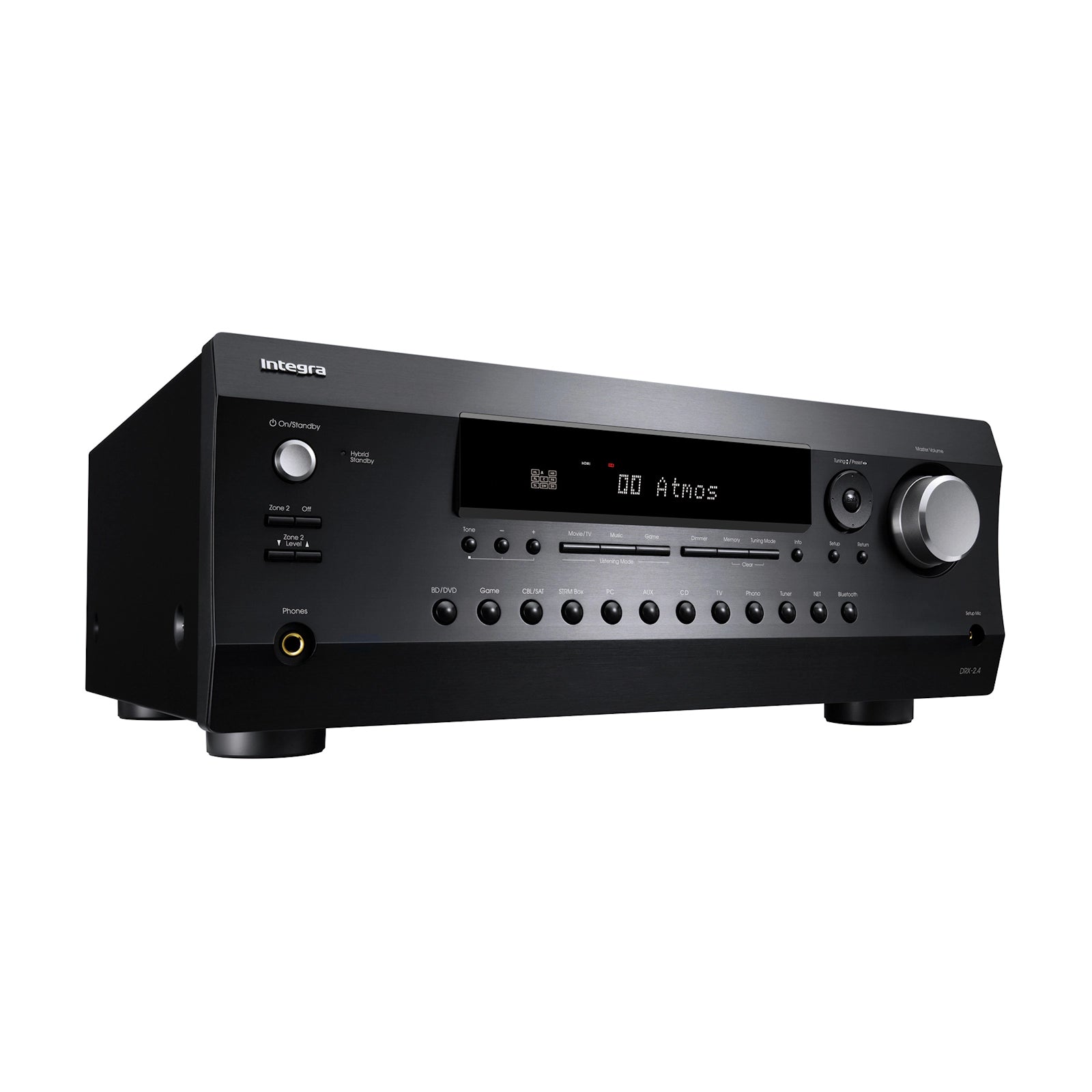 Integra DRX-2.4 Receptor A/V 7.2 ch (90W/ch) con procesamiento Dolby Atmos/DTS:X (5.2.2). Soporte 8K/60p y 4K/120p (HDMI 2.1). Control IP avanzado para integración domótica. Calibración AccuEQ (opción Dirac Live). Ideal para sistemas multizona (Zona 2).