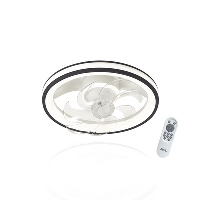 Ventilador de Techo con Luminario LED de 110 V CA 50/60 Hz / 88 W /4500 Lm / 6500 - 4 000 - 2 700 K /3 Tonos de Luz / 501 mm / 6 Velocidades / Dimeable / Color Blanco y Negro.