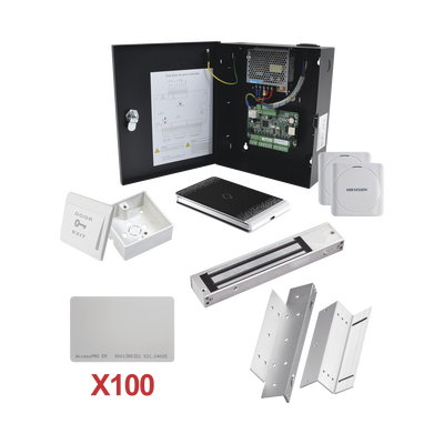 Kit de Control de Acceso con TARJETA para 1 Puerta con lector de Entrada y Salida / TODO INCLUIDO / Software IVMS4200 incluido