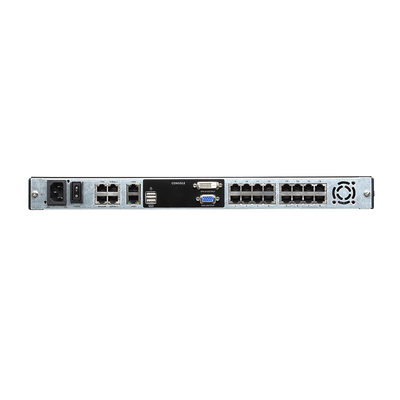 Consola LCD dual | rail con switch KVM por IP integrado multi-interfaz | Cat 5 de 16 puertos de 1 consola local y 1 consola remota